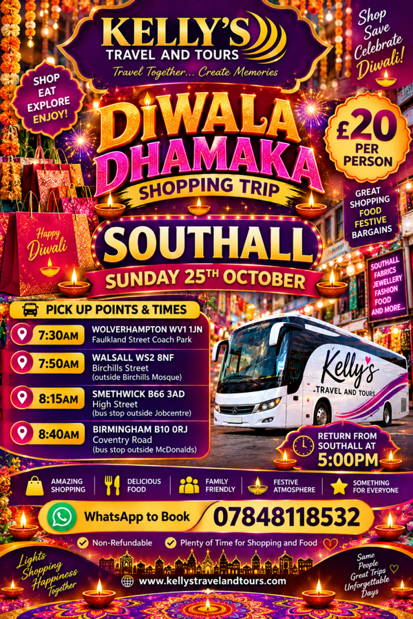 Southall Diwali Dhamaka Trip Sunday 25th October h October