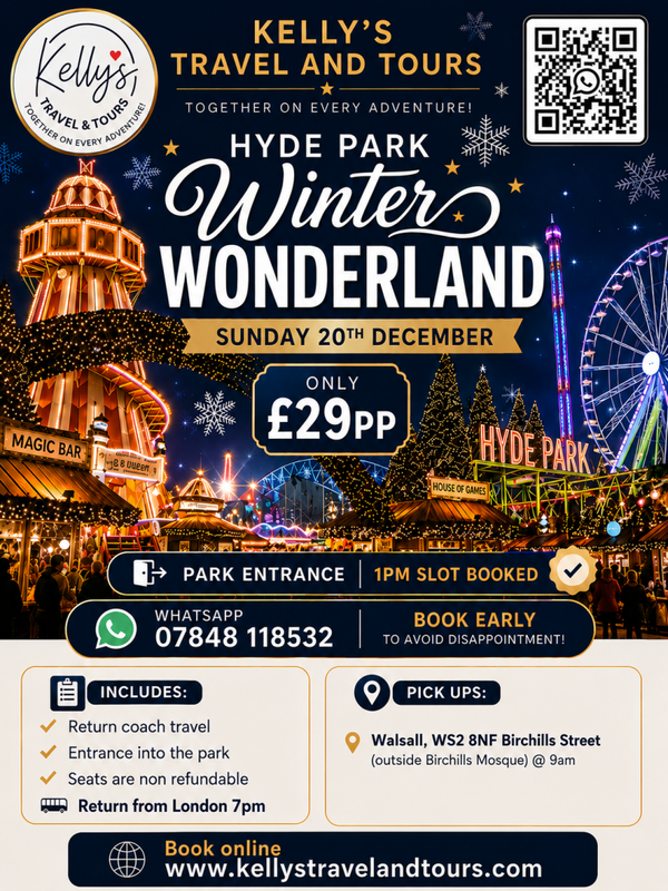 Winter Wonderland Hyde Park Sunday 20th December ( Walsall)