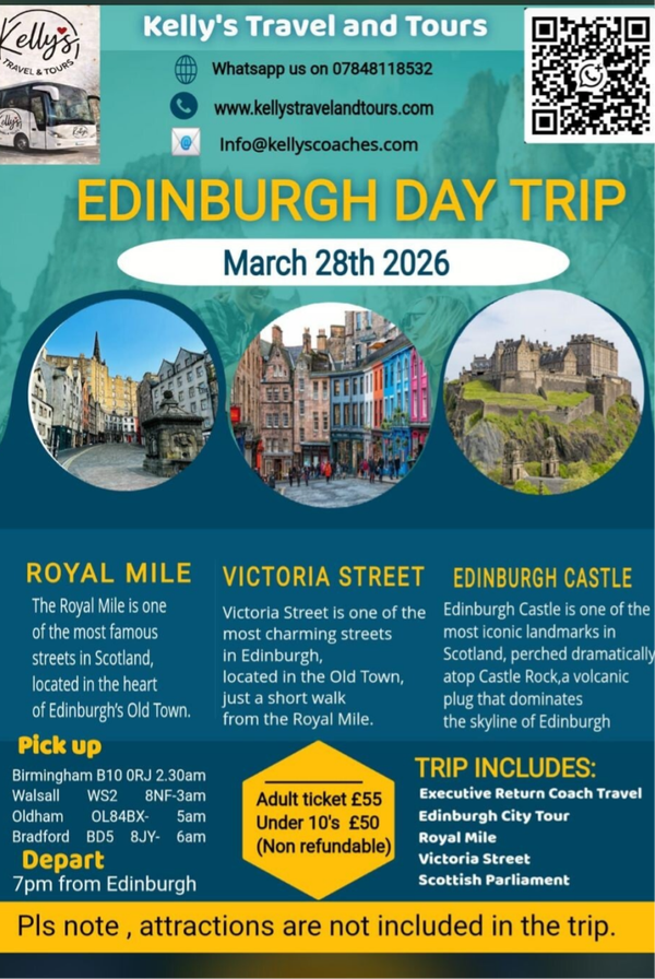 A day trip to Edinburgh 28th March Adult