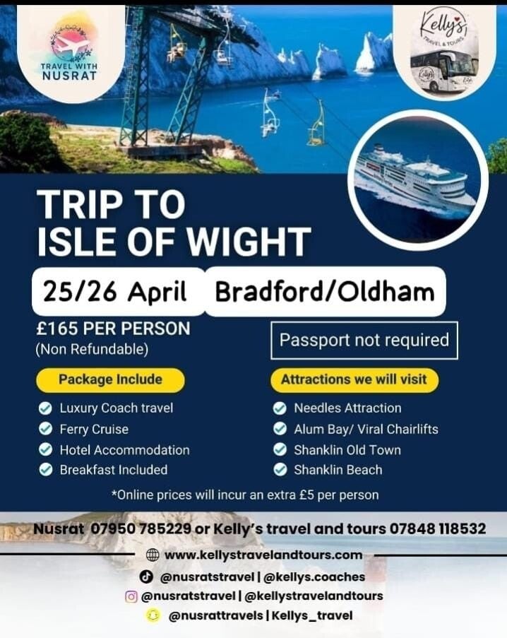 Isle of Wight Staycation 25th-26th April (Bradford/Oldham)