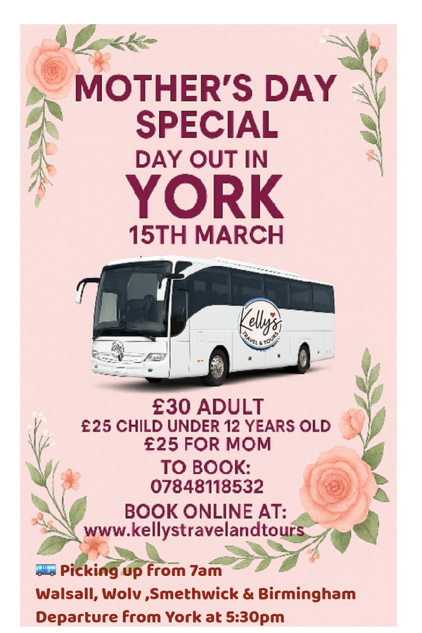 Mother’s Day Trip to York 15th March (Adult)