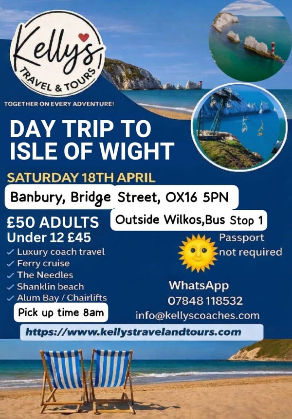 Isle of Wight Day Trip 18th April - Adult (Banbury)