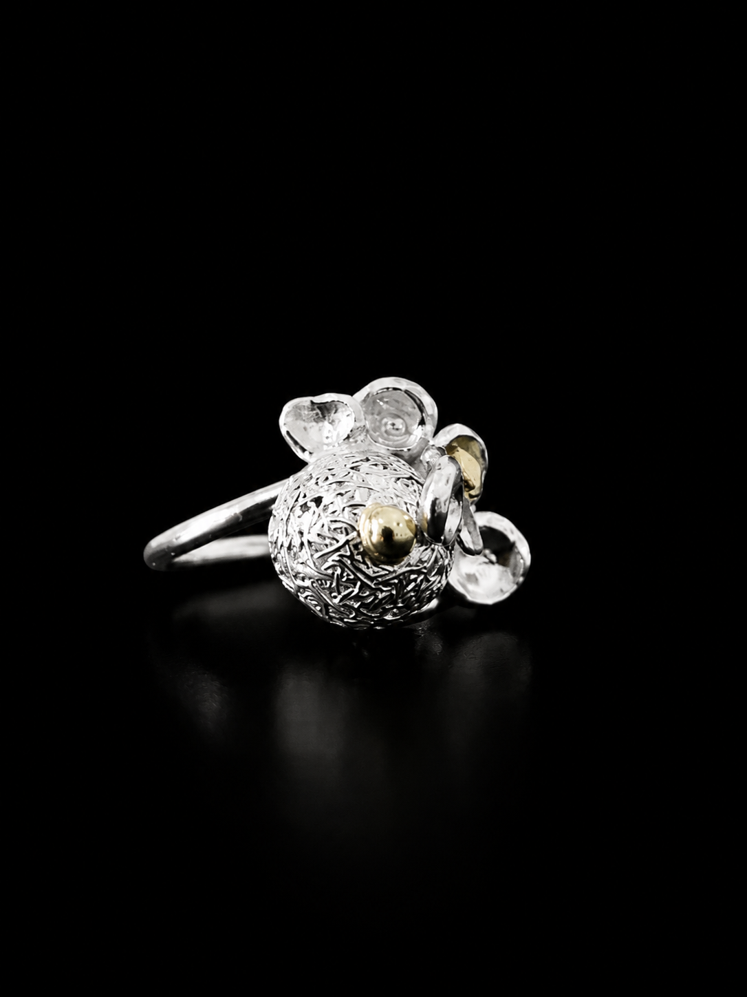 Anello in Trama d'argento e oro