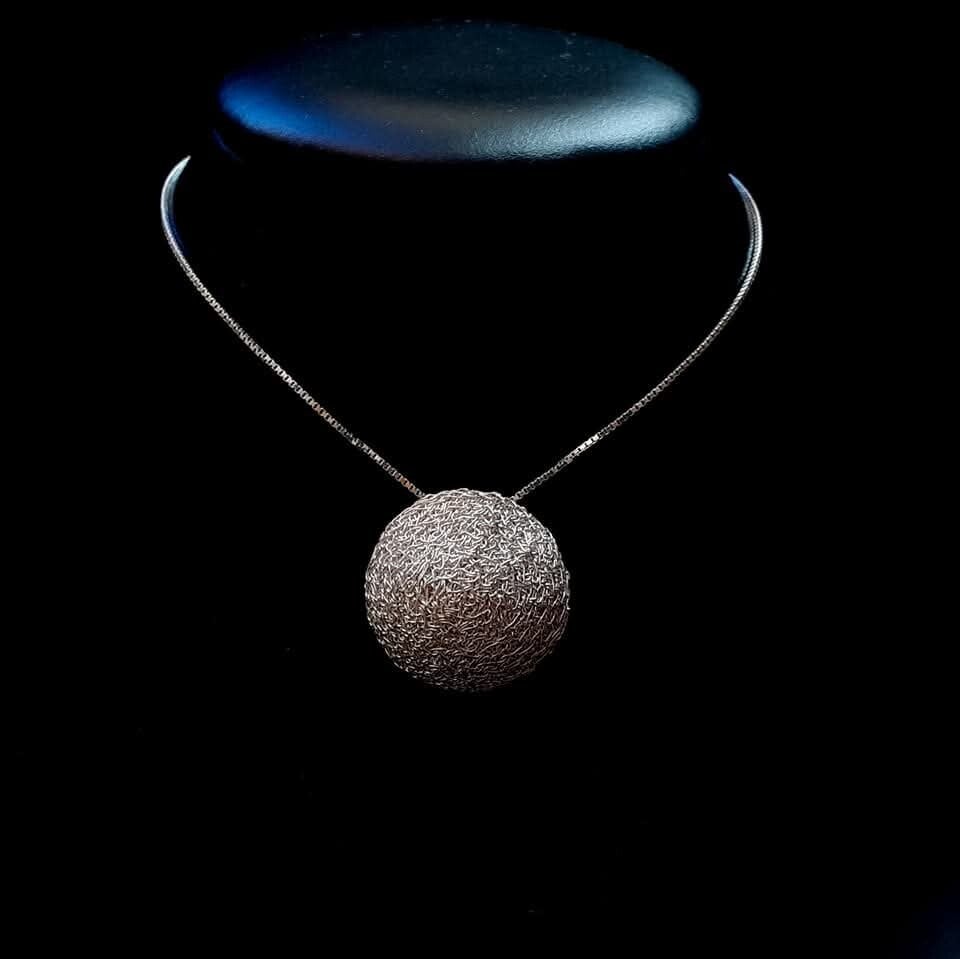 Collana Perla in  Trama d' Argento 1,5 cm