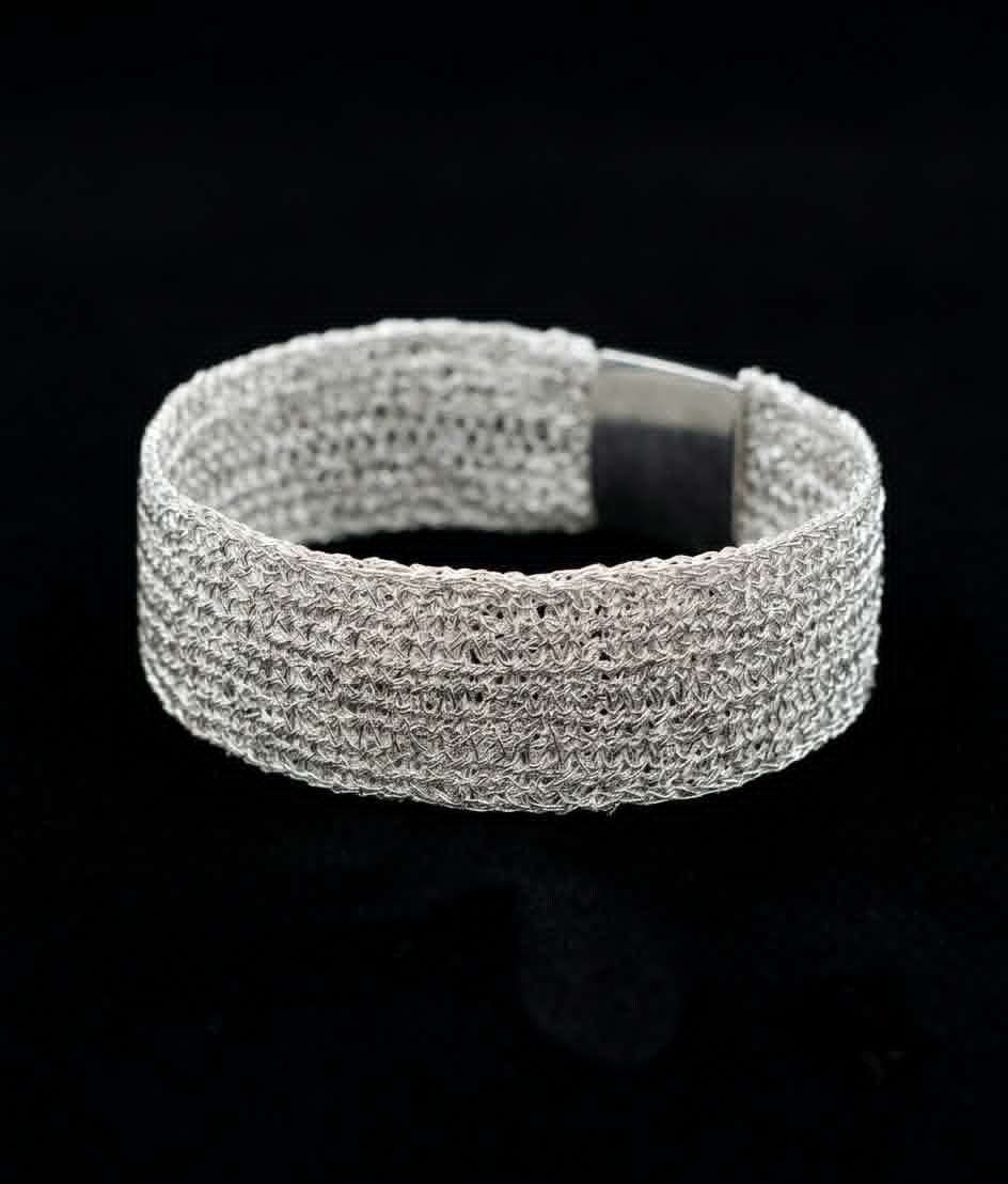 Bracciale a Fascia in Trama d'Argento o Oro