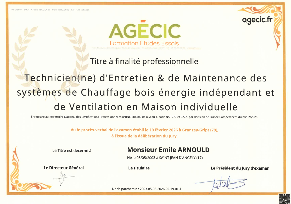 Certification professionnelle L'Art du Ramonage