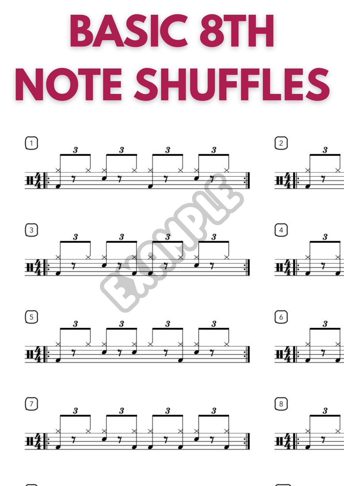 Basic 8th Note Shuffles for Drums
