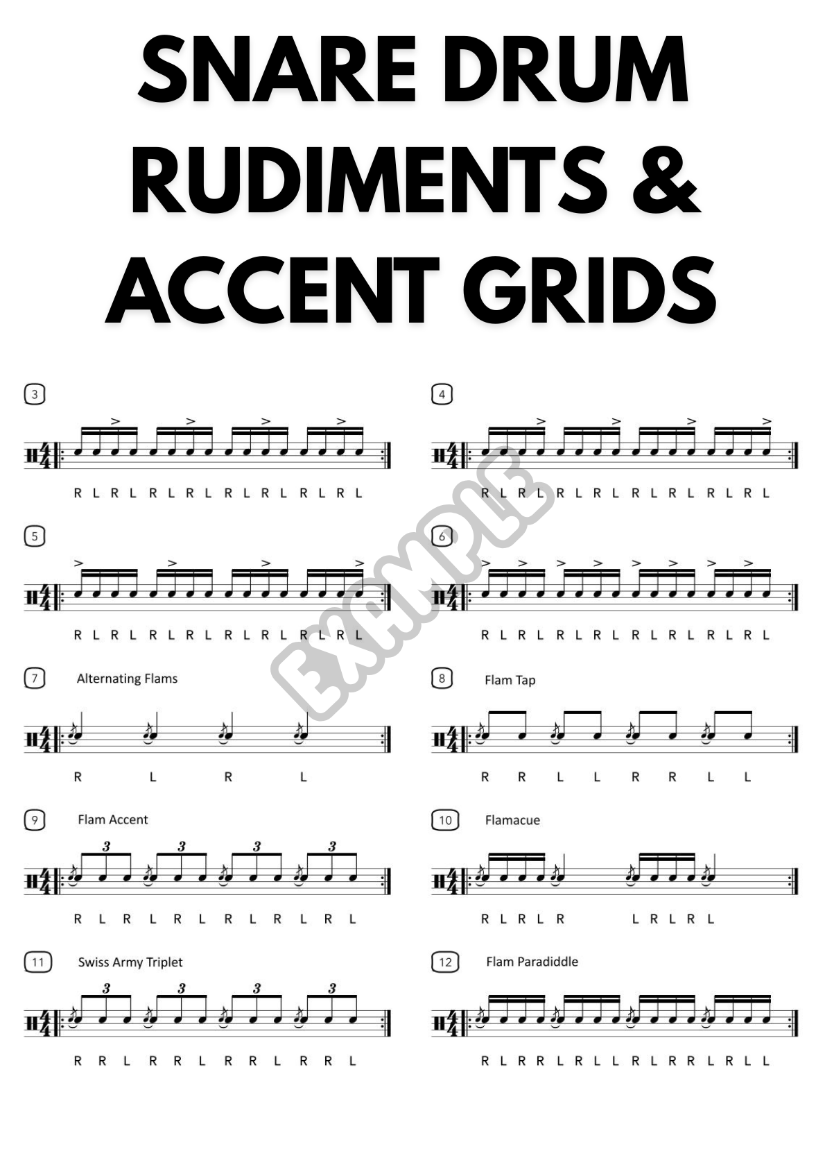 Snare Drum Rudiments & Accent Grids