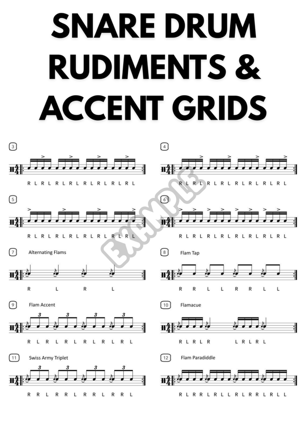 Snare Drum Rudiments & Accent Grids