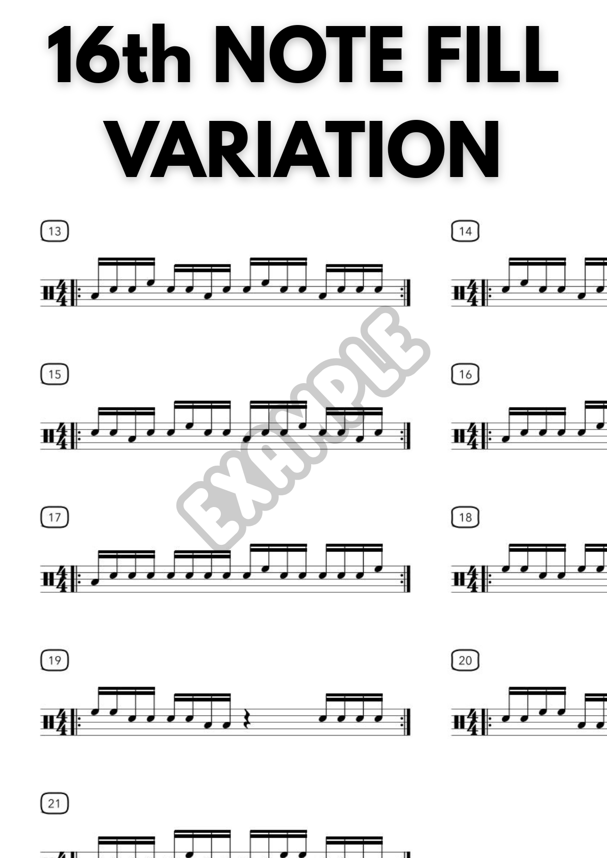 16th Note Fill Variations for Drums