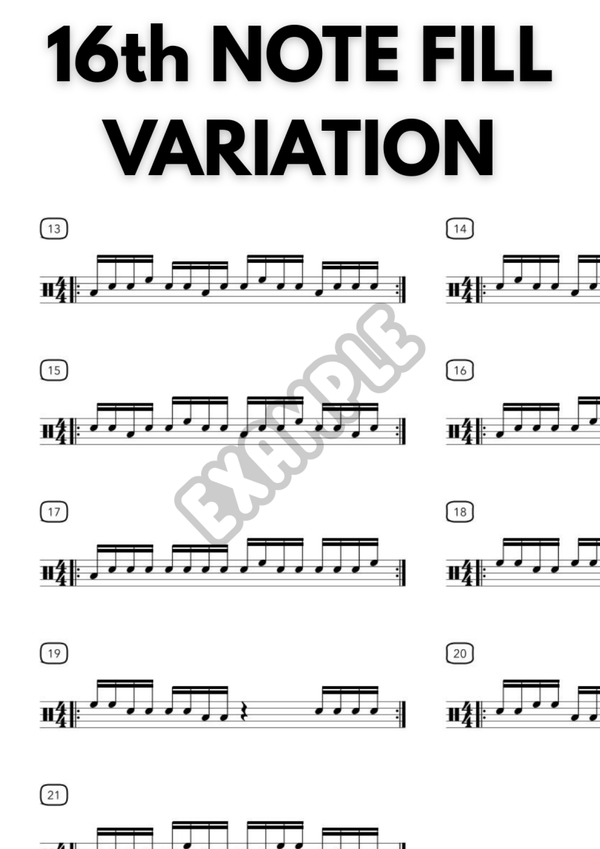 16th Note Fill Variations for Drums