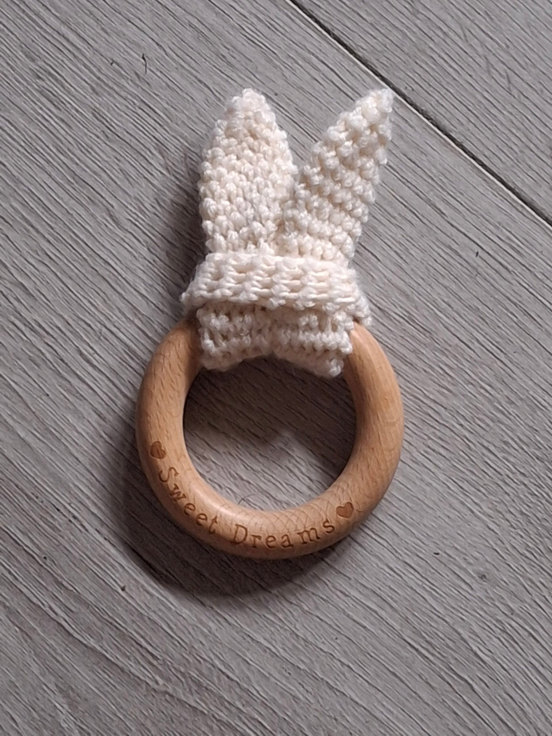 bijtring met gehaakte oortjes katoen