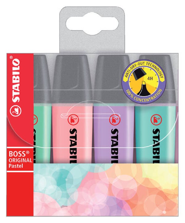 Markeerstift Stabilo Boss Pastel blister 4 stuks