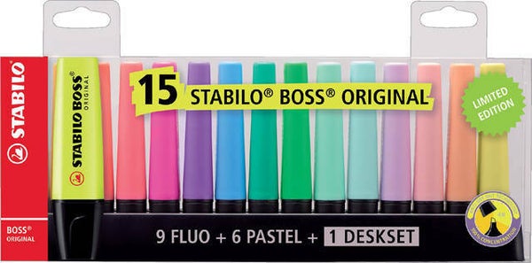 Markeerstiften STABILO Boss Original deskset 15 kleuren