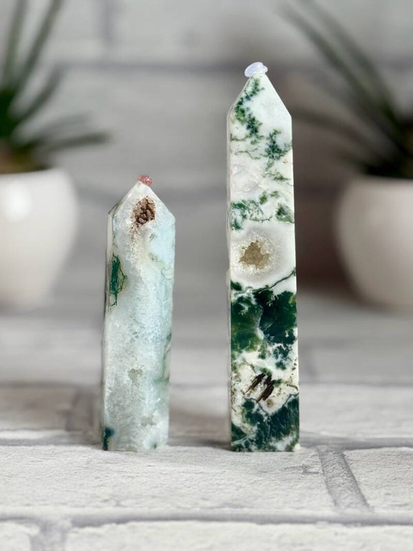 Druzy Moss Agate Towers ✨