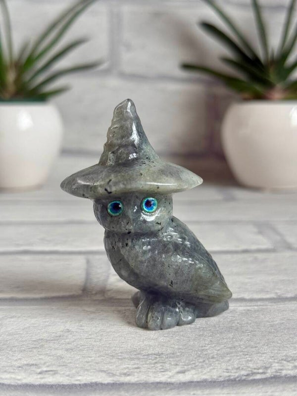 Labradorite Witch Owl Carving ✨