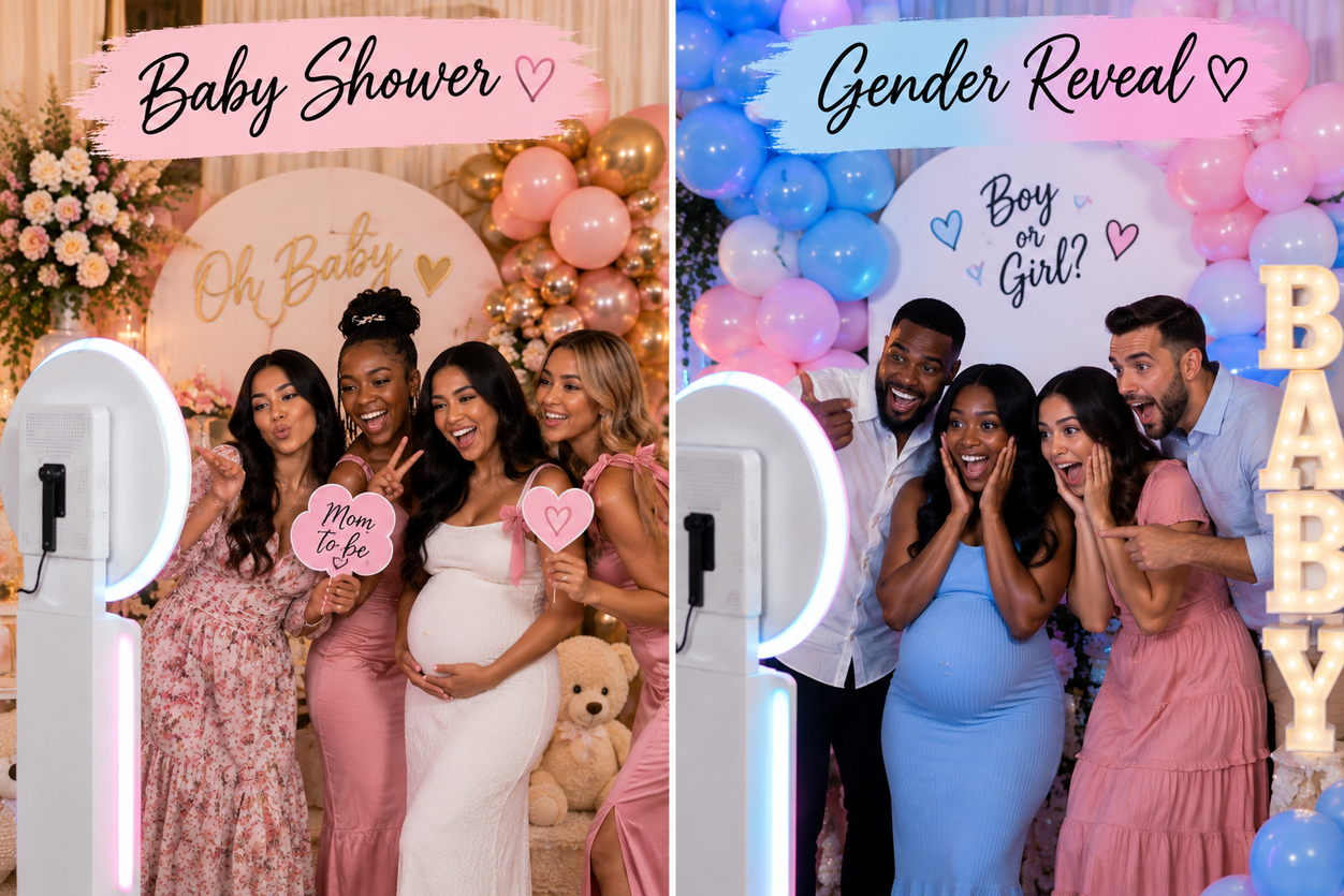 Baby shower and gender reveal photo booth event