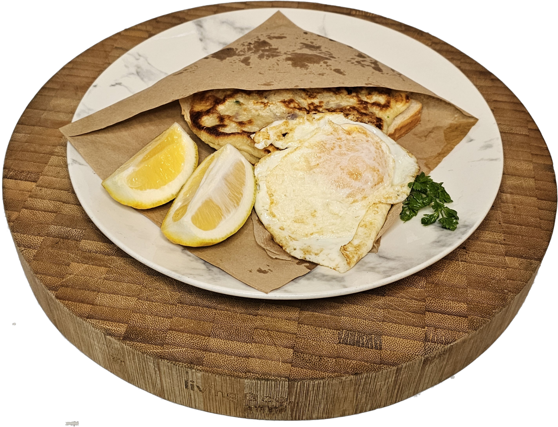 Mussel Fritter with and egg.