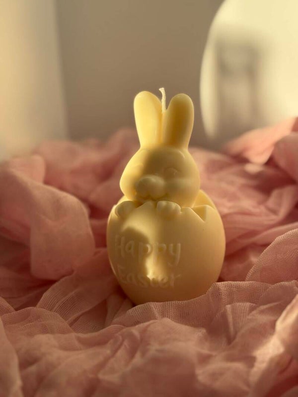 Decoratieve Paashaas Kaars – Happy Easter 🐰