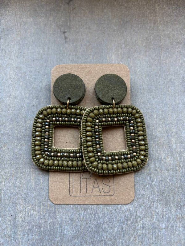 Groen leren steker met vierkante hanger