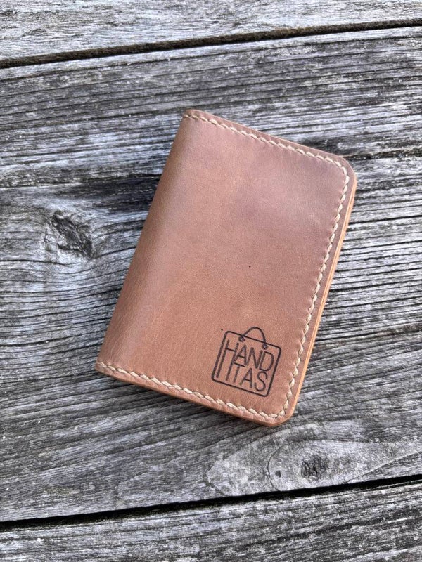 Kaartenhouder in beige leer