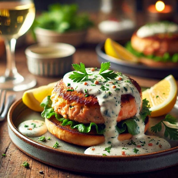 Burger di salmone al vino bianco
