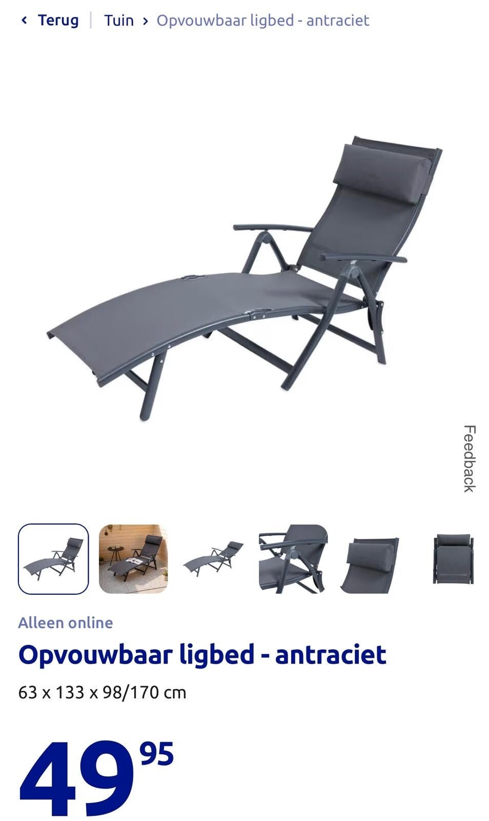 Ligbed  antraciet