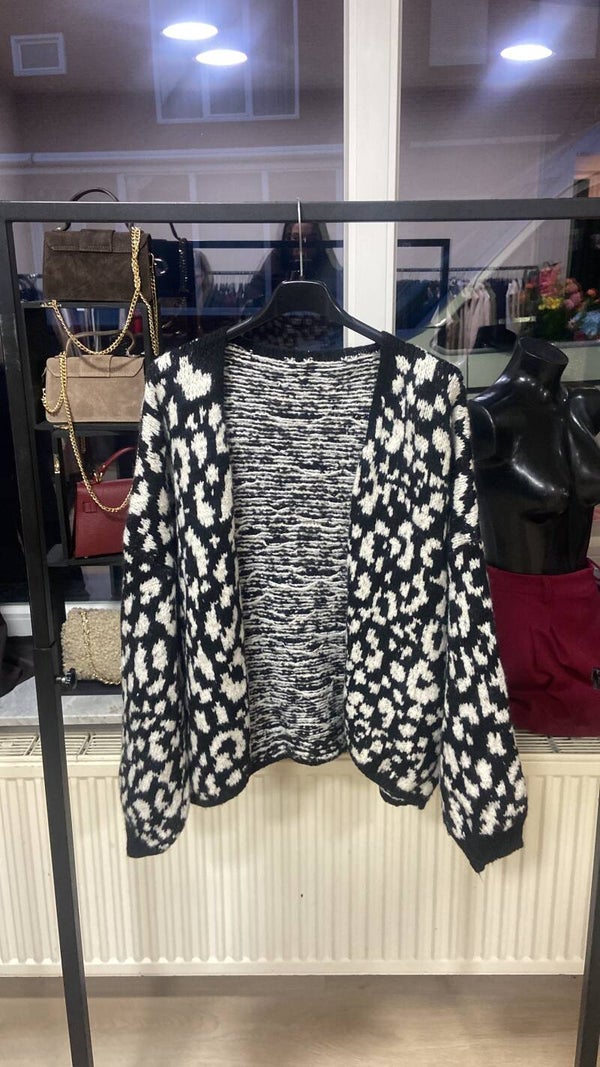 Leopard knit cardigan