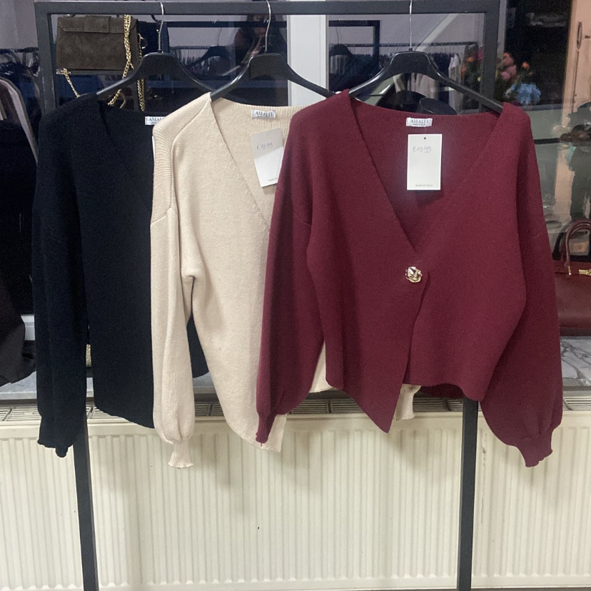 Nora soft button cardigan burgundy