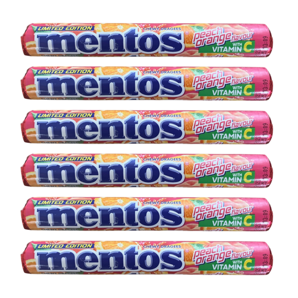 Mentos peach orange 6 rollen