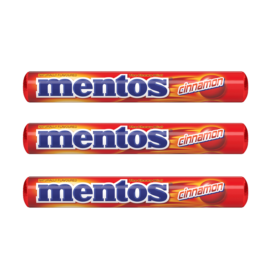 Mentos cinnamon (kaneel) 3 rollen