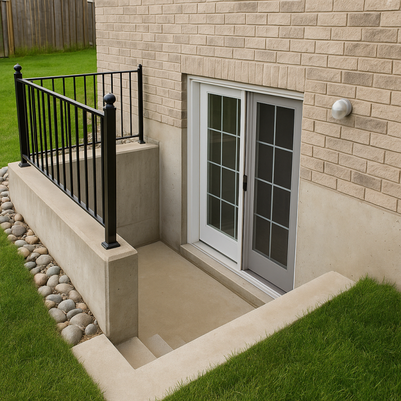 Basement walkout service hookups by Land Level Excavating 