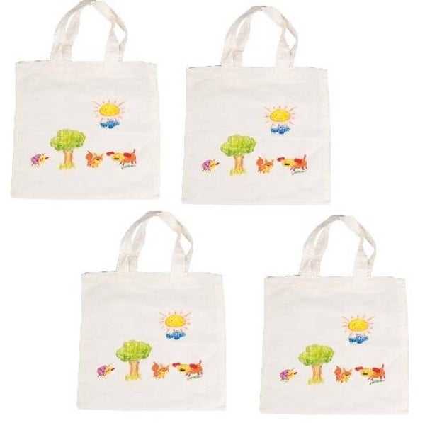 4 goki Baumwolltaschen zum Bemalen natur Stoffbeutel 21cm x 23 cm oder 38 cm x 42 cm