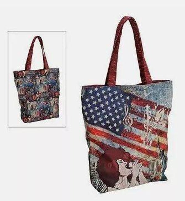 Tasche USA JAZZ-DEKOR Textil 28 x 10 x 40 cm Magnetverschluss Einkaufstasche neu