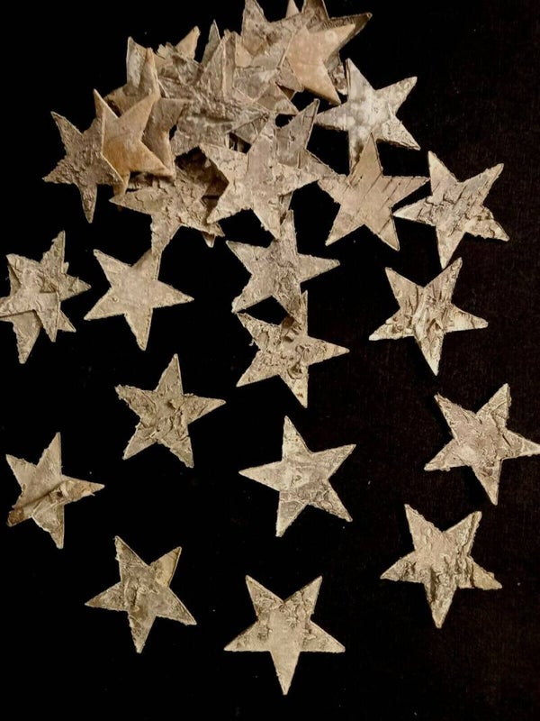 30 Streusterne aus Birkenrinde 5cm Sterne aus Rinde zum Dekorieren und Basteln