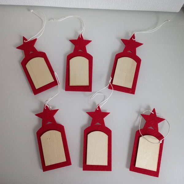 12 Geschenkanhänger rot natur mit weißem Band 5 x 12cm(22cm) Geschenkanhänger