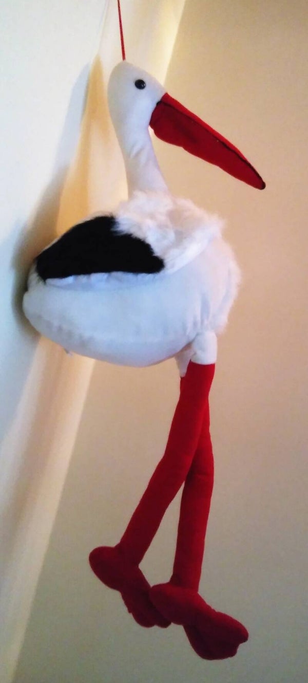 großer Storch aus Plüsch ca. 100cm zum Aufhängen Geschenk Geburt Baby Plüschtier