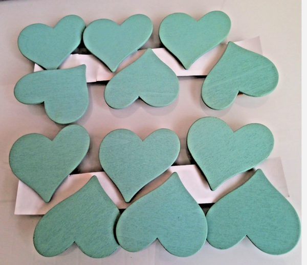 12 Holzherzen an Klammern in türkis Herz Holz Herzclip Hochzeit 8cm Wäscheklammer