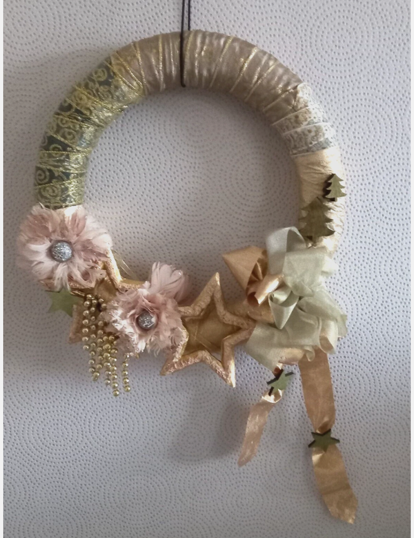 Türkranz Weihnachten in gold grün rose 35cm Adventsschmuck Wandschmuck neu