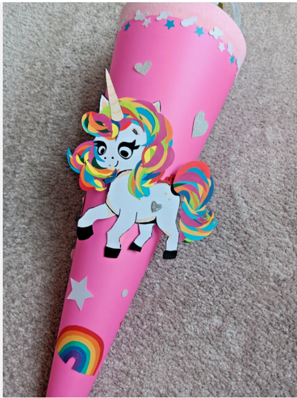 Schultüte Einhorn liebevoll gestaltet 95cm x 18cm