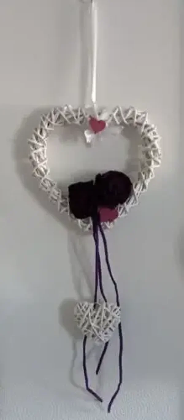 Reben Herz weiß lila Rosen 25x78cm Landhausstil Hochzeit sommerliche Dekoration