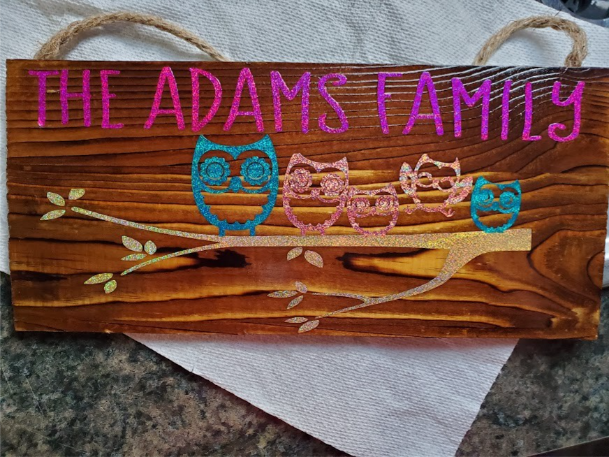 Personalized Family wood plank sign with hanging cord