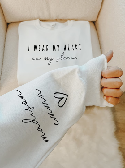 I Wear My Heart On My Sleeve Mom Crewneck Sweatshirt