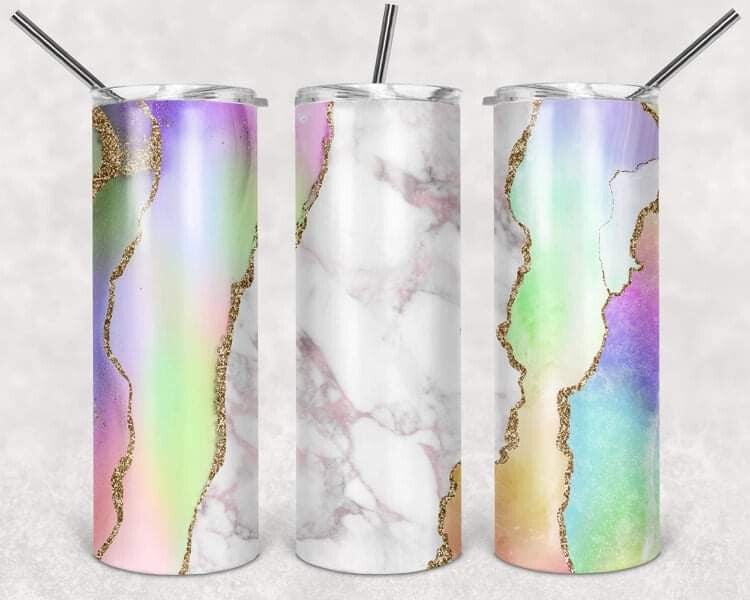 Rainbow Marble Tumbler