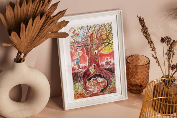 Art Print - Fox family/ Dream together