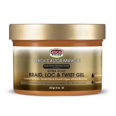 Black Castor Braid, Loc & Twist Gel 8oz
