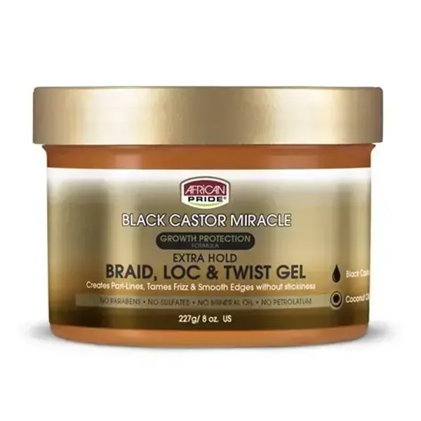Black Castor Braid, Loc & Twist Gel 8oz