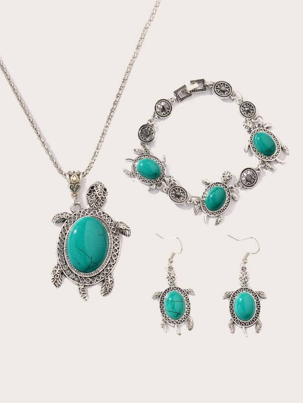 Parure de bijoux avec détail de tortue turquoise
