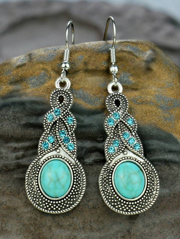 Boucle d'oreilles à turquoise à strass