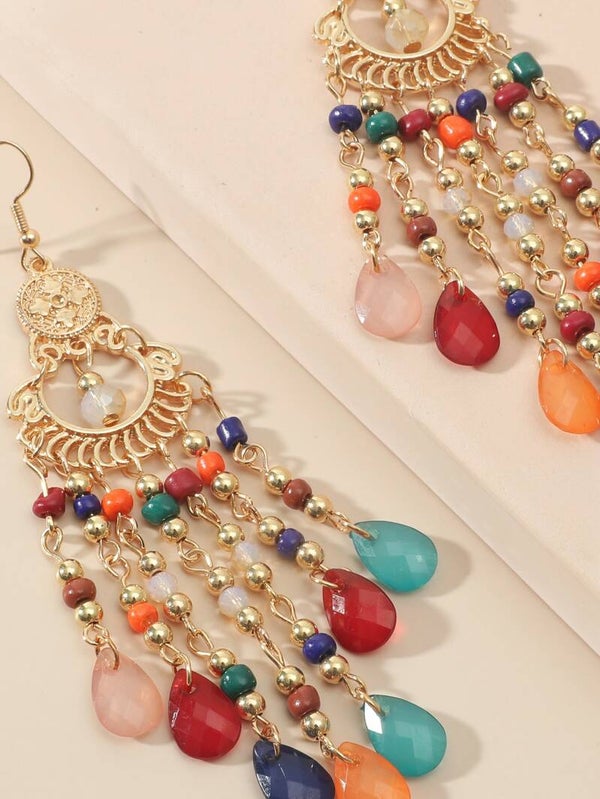 Boucle d'oreilles à perle multicolore